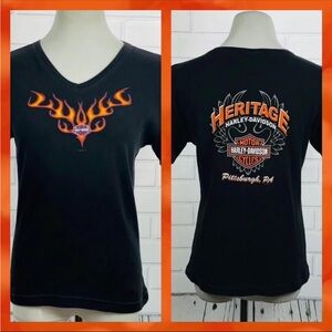 Harley Davidson Black Flames Tee - Large